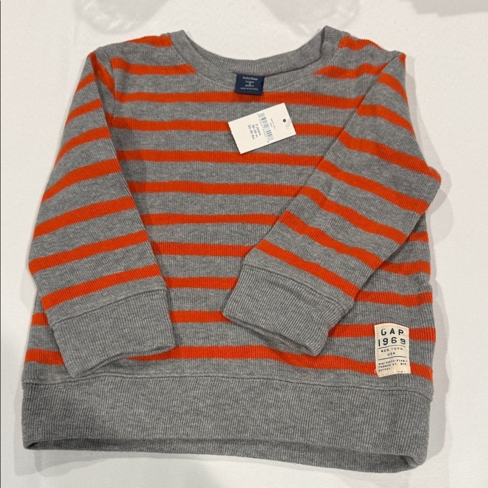 GAP Kids Gray and Orange Striped Sweatshirt